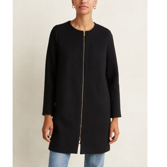 J. Crew Double Cloth Collarless Coat Wool Black - Picture 1 of 9